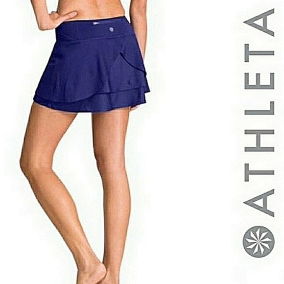 Athleta Split Time Layered Skort Skirt Size XL Women’s Royal Purple Activewear - Picture 9 of 9